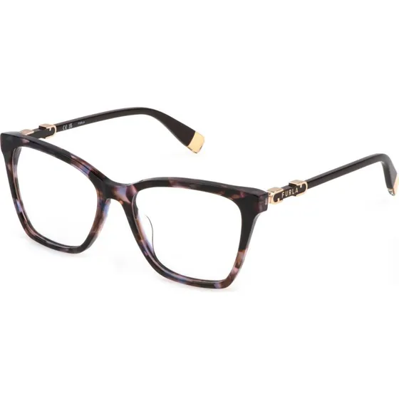 Furla VFU833 0Z41 - Montures Optiques Carrées en Acétate Havana