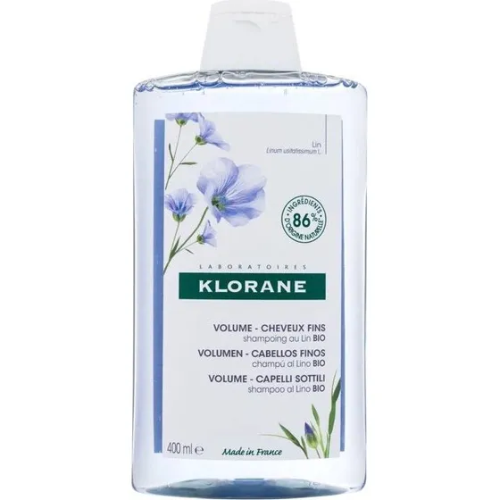 Klorane Shampooing au lin bio - Cheveux fins sans volume, 400 ml
