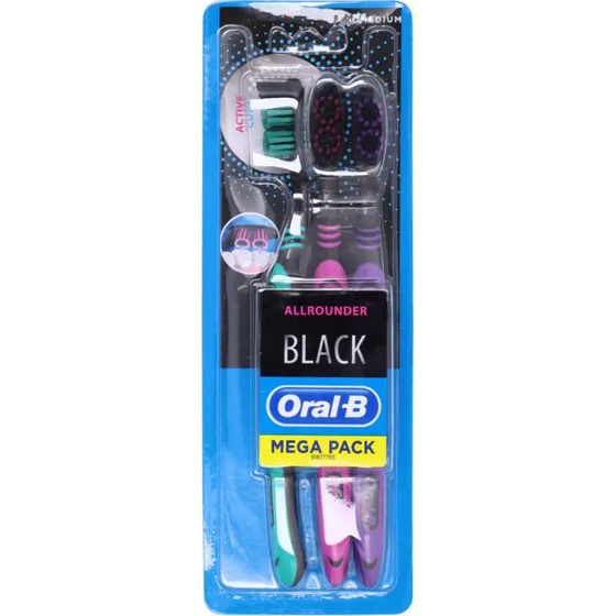 Oral-B Allrounder Black - Lot de 3 brosses à dents moyennes