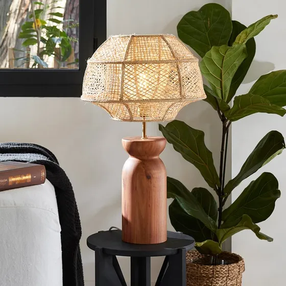Lampe à poser Odyssée MARKET SET - Bois et fibres naturelles - 63 cm