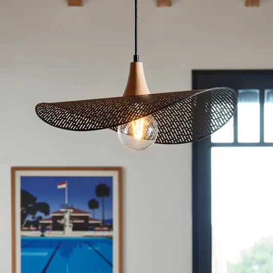 COREP Suspension Honu Noire Ø 48 cm - Métal et Bois