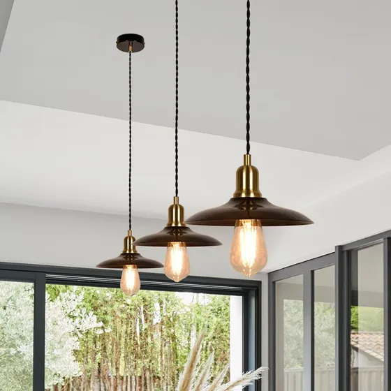 COREP Suspension Paulette Noire et Laiton Ø 22 cm