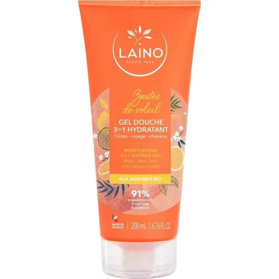 Laino Gel Douche 3 en 1 Zestes de Soleil aux Agrumes Bio 200ml
