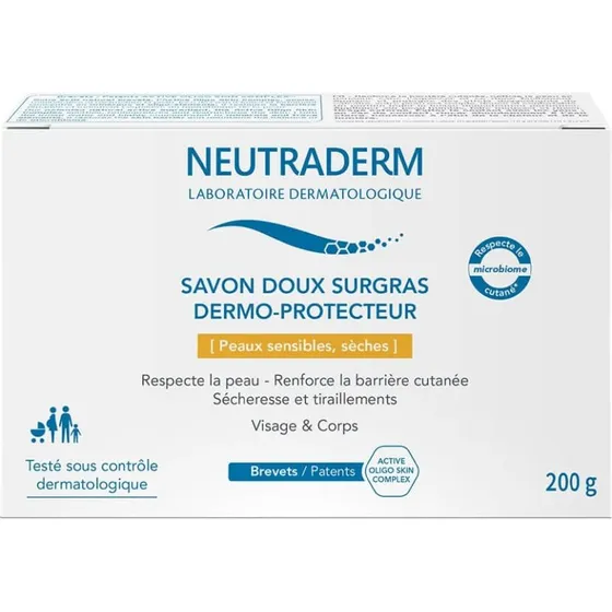 Neutraderm Savon Surgras Dermo-Protecteur pour Peaux Sèches, 200g