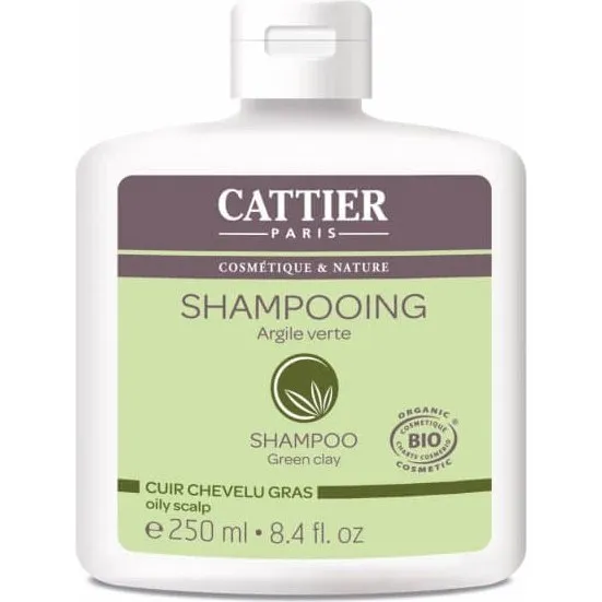 Cattier Shampooing Bio à l'Argile Verte pour Cheveux Gras, 250 ml