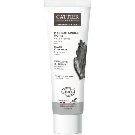 Cattier Masque Nettoyant et Éclaircissant à l'Argile Noire Bio, 100 ml