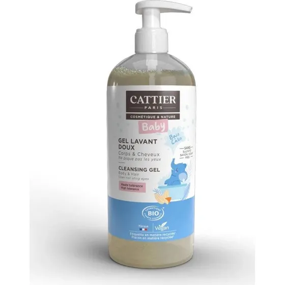 Cattier Gel de Bain Bébé Bio Corps et Cheveux 500 ml
