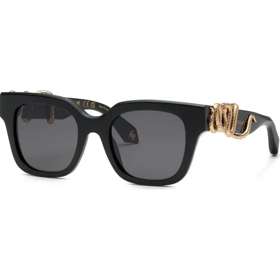 Roberto Cavalli SRC123 700 Lunettes de soleil Carrées Noir Fumée