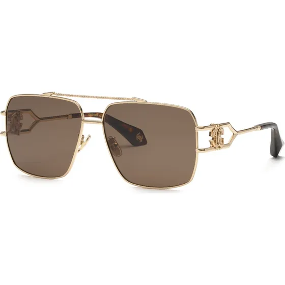 Roberto Cavalli SRC131 300 Lunettes de Soleil Carrées Or et Marron