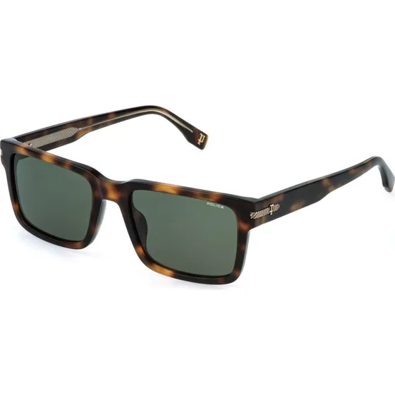 Police SPLR75 GRIND 2 Lunettes de soleil Carrées en Acétate - Havane/Vert
