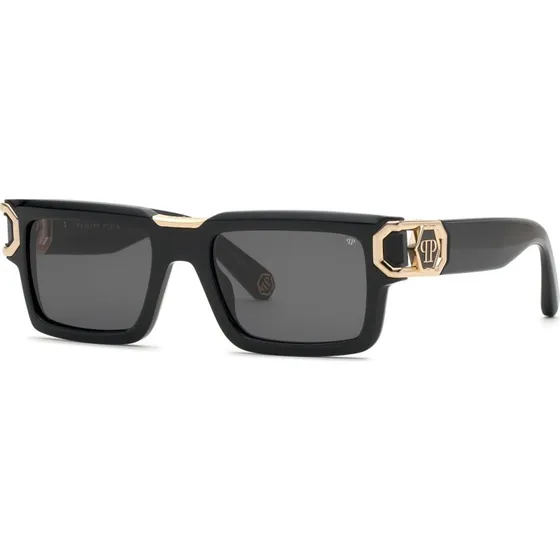 Philipp Plein Homme SPP206M PLEIN HERA Lunettes de Soleil Carrées Noires