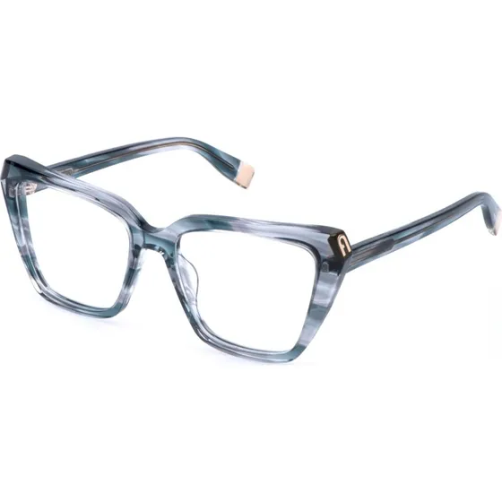 Furla VFU988V 0GBL - Montures Optiques Carrées en Acétate Bleu