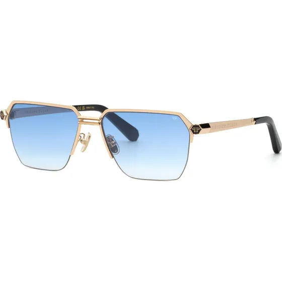 Philipp Plein SPP225M PLEIN ROYAL Lunettes de soleil Homme Or et Bleu