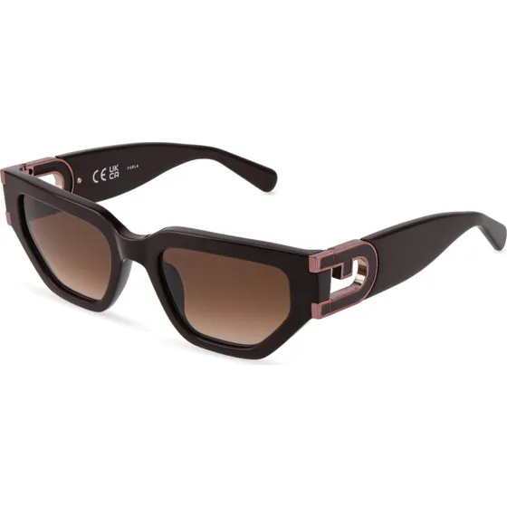 Furla SFUB09 06YW Lunettes de Soleil Géométriques Marron pour Femme