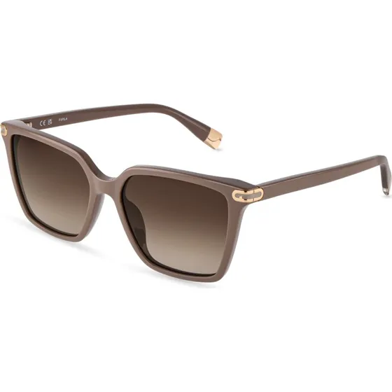 Furla SFUB13 Lunettes de soleil Carrées en Acétate Marron pour Femme