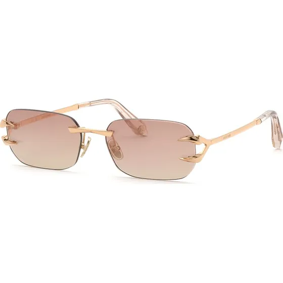 Roberto Cavalli SRC181 08FC Lunettes de Soleil Carrées Or et Marron