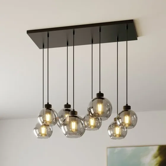 TK Lighting Suspension Cubus en verre gris fumé, 95 cm