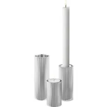 Georg Jensen Set de 3 bougeoirs Bernadotte en acier inoxydable