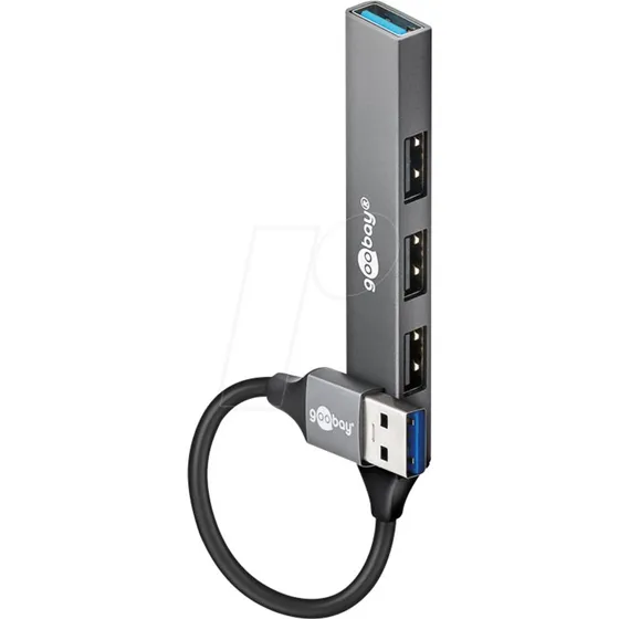 Goobay Hub USB 3.2 Slim 4 ports Gris clair