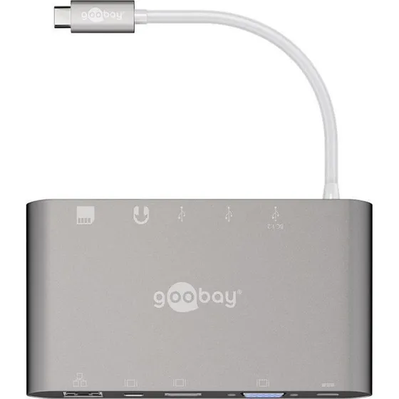 Goobay Adaptateur Multiport USB-C Aluminium 6-en-1 Argent