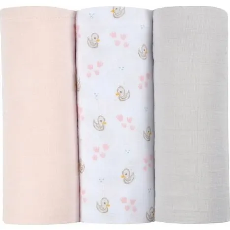 Baba Lot de 3 langes 70x70 cm Cygne/Rose