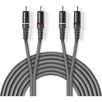 Câble Audio RCA Mâle 2x2 - 1,5 m Gris