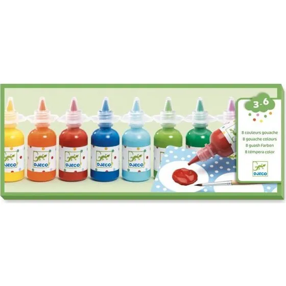 Djeco 8 bouteilles de gouache + pinceau