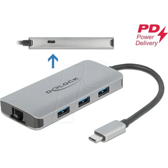Delock Hub USB-C 3 ports + LAN Gigabit