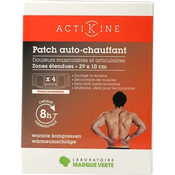 Marque Verte ActiKine Patchs adhésifs autochauffants 29x10cm, 4 unités