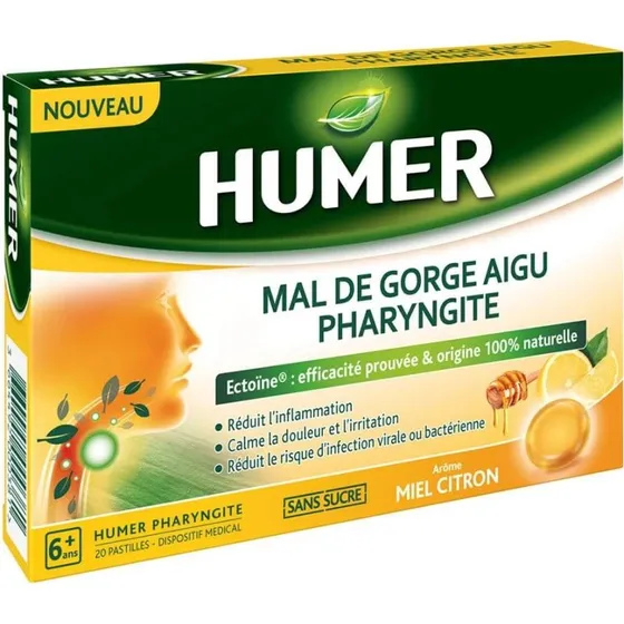 Humer Pharyngite Miel Citron - 20 Pastilles