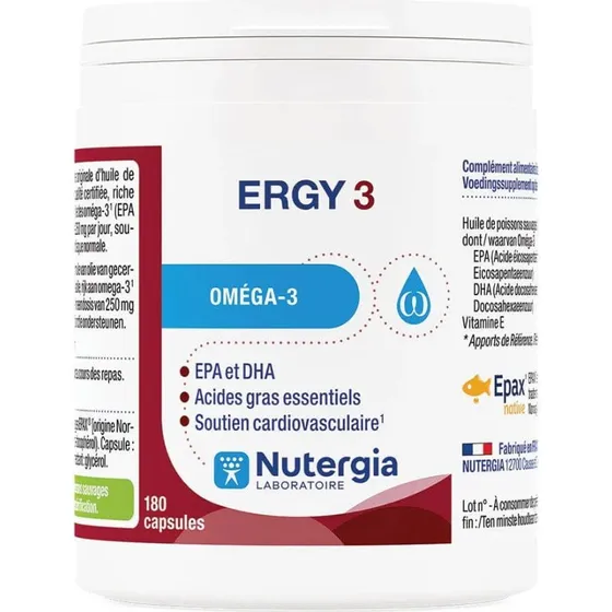 Nutergia Ergy 3 Oméga 3 - 180 Capsules