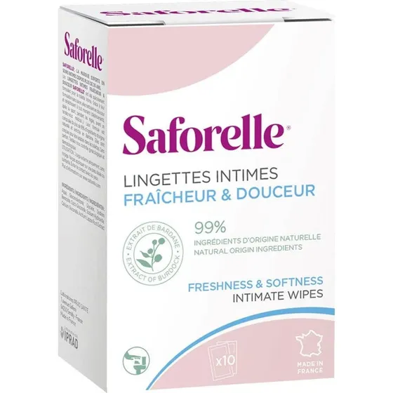 Saforelle Lingettes Intimes Jetables - 10 Sachets Individuels