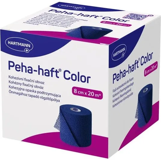 Peha-haft Color Hartmann, Bande de soutien cohésive bleue, 8 cm x 20 m