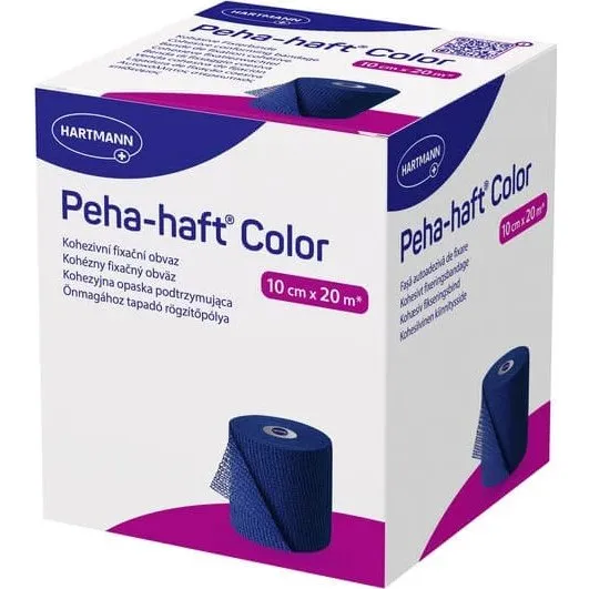Peha-haft Color Hartmann - Bande de soutien cohésive bleue, 10 cm x 20 m