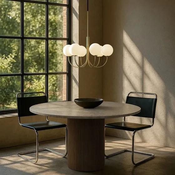 Herstal Lustre BALLON Laiton Satiné - Ø 60 cm - 6 Lampes