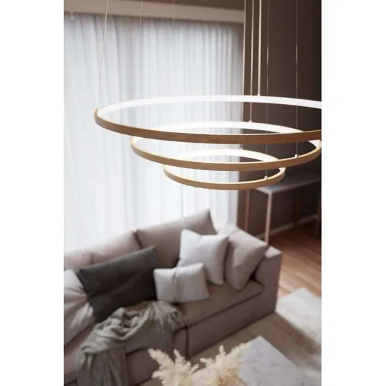 Rydéns Suspension LED Trione - Bois Naturel - Ø 80 cm