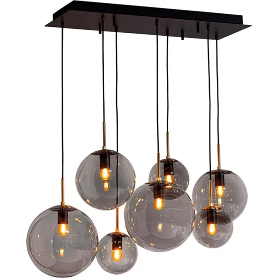 Rydéns Suspension Laura 7 Lampes - Gris Fumé - 86 cm