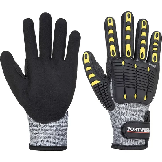 Portwest A722 Gants Résistants aux Coupures et Chocs Gris/Noir 2XL