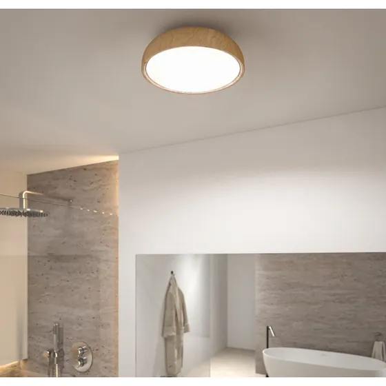 Paulmann Plafonnier LED Oka IP44 Blanc/Bois