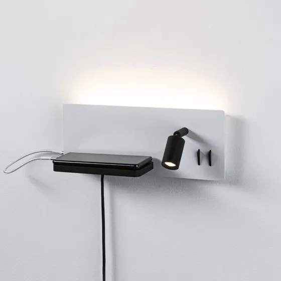 Paulmann Applique Murale LED Serra - Gauche - USB-C - Blanc/Noir
