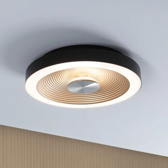 Paulmann Plafonnier LED Volea Noir/Or Ø32cm IP44 Dimmerable