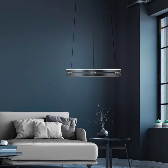 Paul Neuhaus Suspension LED E-Loop, Gris Mystique, Ø 50 cm
