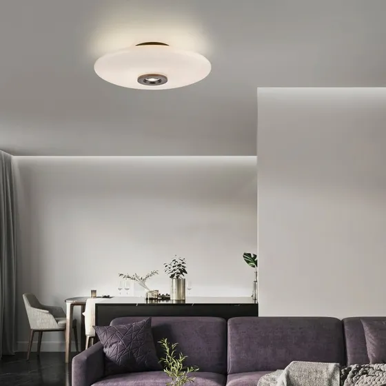 Plafonnier LED Vitrum PURE - Verre Opale & Aluminium - Ø 45 cm