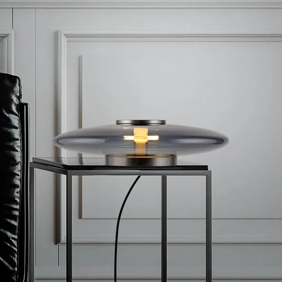 Lampe de table LED Vitrum PURE - Grise - Verre et Aluminium