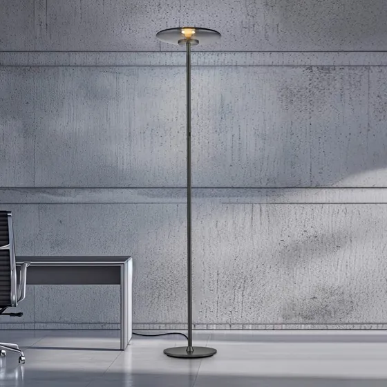 Lampe sur pied LED Vitrum PURE - Gris Aluminium et Verre