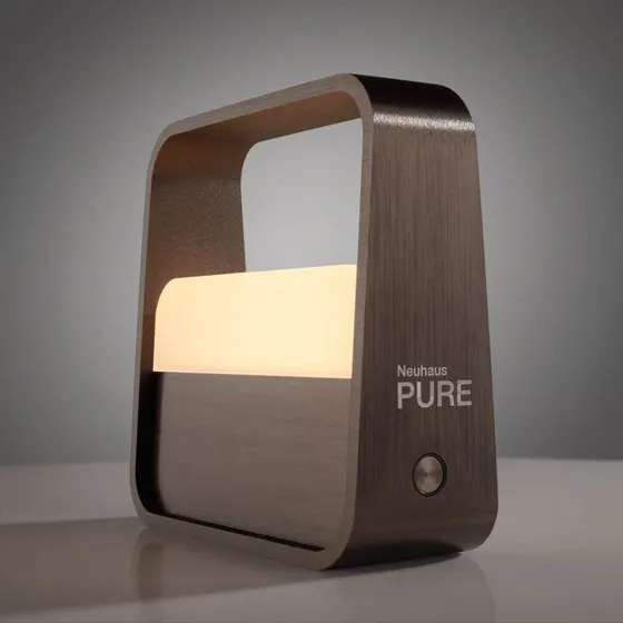 PURE PURE Go Lampe à poser LED rechargeable, Brun métal foncé