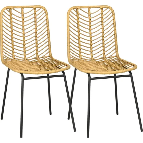 Lot de 2 chaises jardin colonial rsine tresse jaune