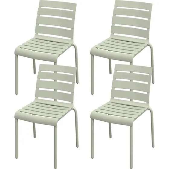 Outsunny Lot de 4 chaises de jardin empilables vert 42x54x78 cm