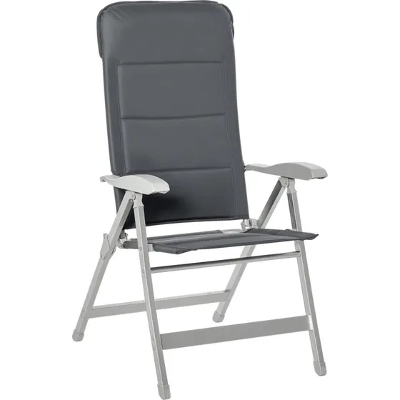 Outsunny Chaise pliante dossier haut gris 120 cm