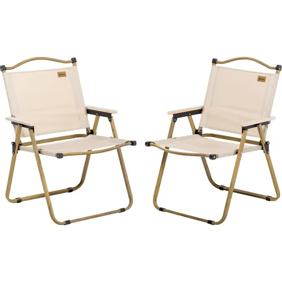 Outsunny Lot de 2 chaises pliantes camping tissu Oxford acier kaki